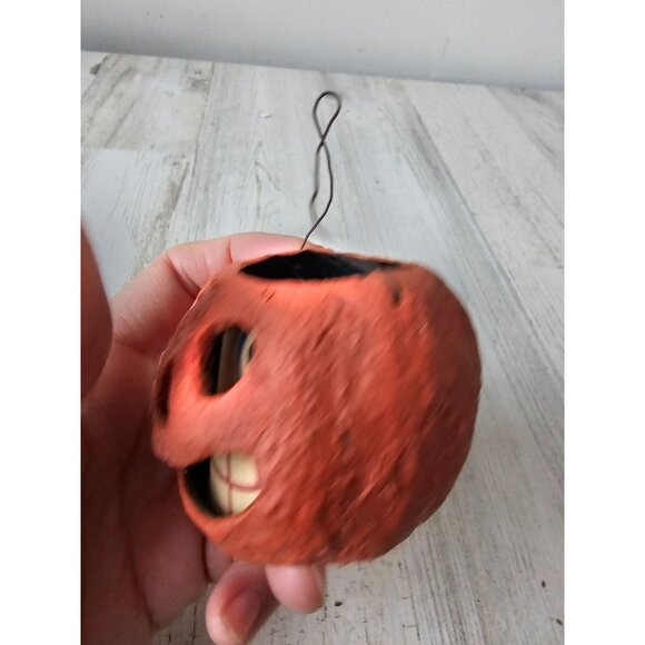 Vintage repro? Jack-o'-lantern pumpkin ornament mini Halloween decor - Picture 3 of 8